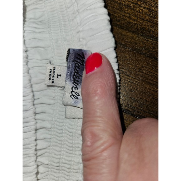 Madewell Smocked Maxi Skirt Womens Large Cotton Poplin NWOT Boho Coastal Cottage - Picture 4 of 8